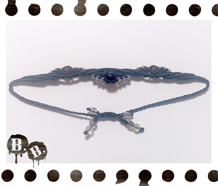 クラウンドロップブレスレット【オニキス】【ブラックコード】【ハンドメイドアクセサリー】