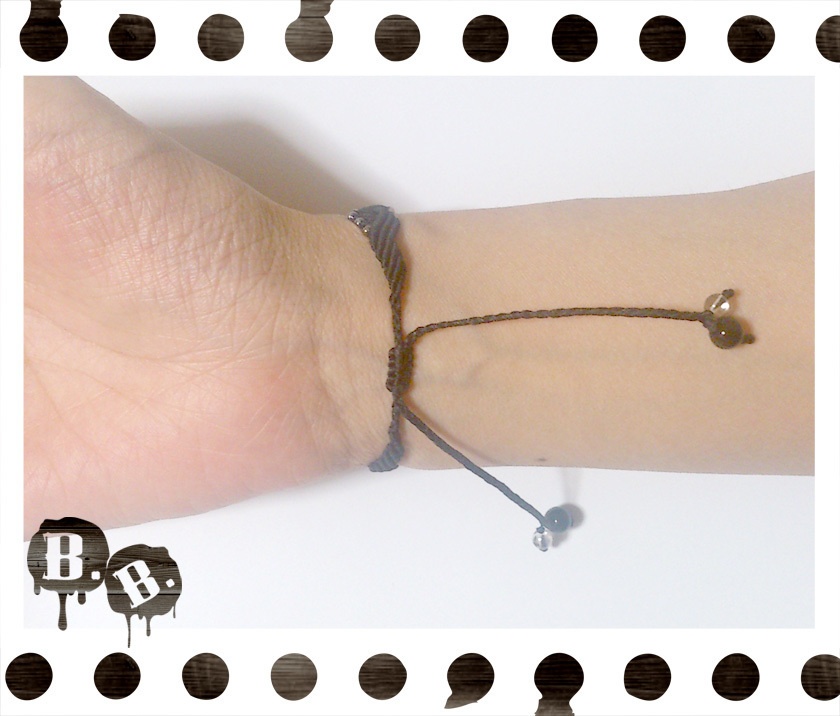 クラウンドロップブレスレット【アズライト】【ブラックコード】【ハンドメイドアクセサリー】