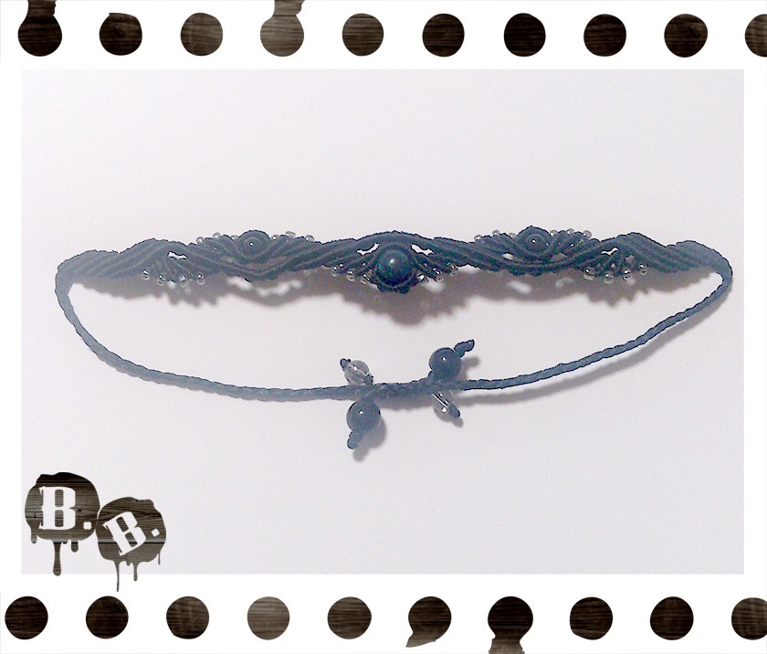 クラウンドロップブレスレット【アズライト】【ブラックコード】【ハンドメイドアクセサリー】