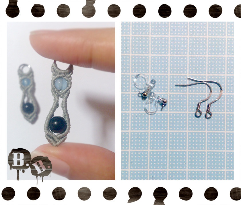 ドロップピアス/ノンホールピアスセット【レインボーオブシディアン】【シルバーグレーコード】【ハンドメイドアクセサリー】