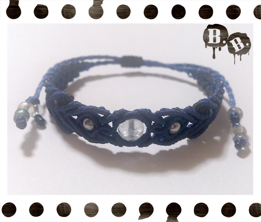 バイカラーブレスレット【アクアマリン】【ロイヤルブルーxブラック】【ハンドメイドアクセサリー】