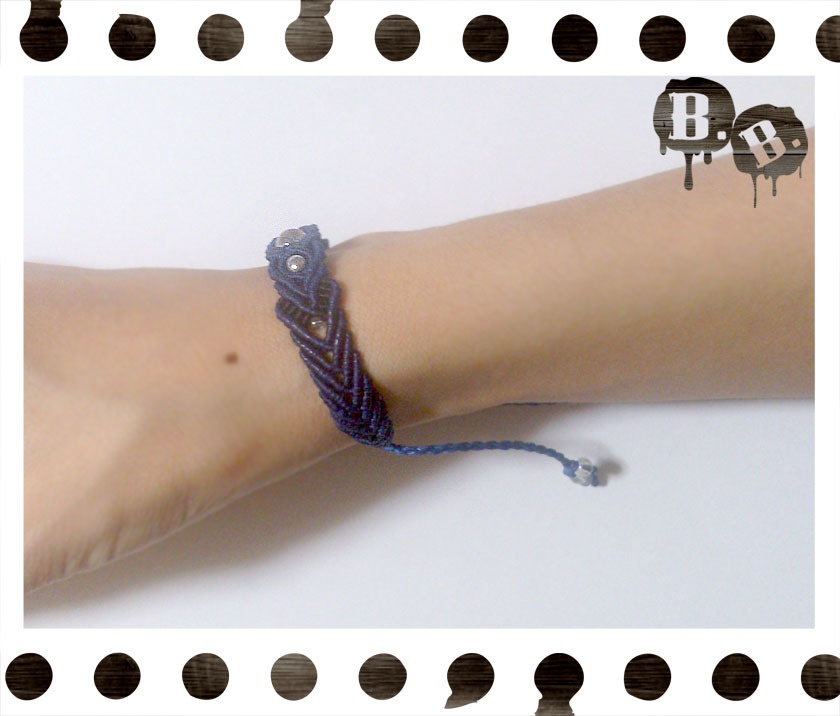 バイカラーブレスレット【アクアマリン】【ロイヤルブルーxブラック】【ハンドメイドアクセサリー】