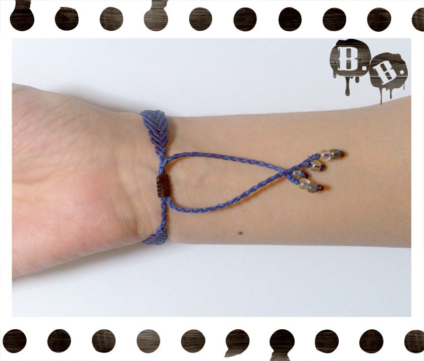 バイカラーブレスレット【アクアマリン】【ロイヤルブルーxブラック】【ハンドメイドアクセサリー】