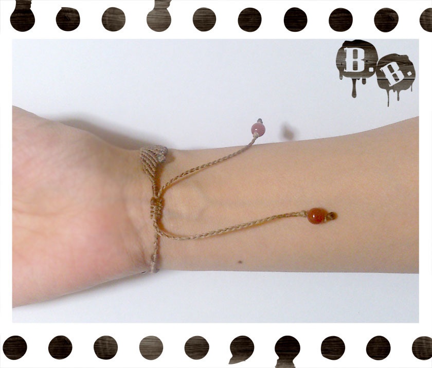 ウェーブウェブブレスレット【レッドアゲート】【ライトブラウンコード】【ハンドメイドアクセサリー】