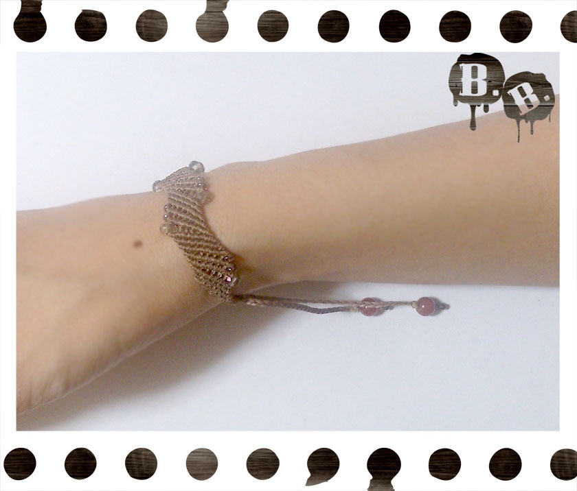 ウェーブウェブブレスレット【レッドアゲート】【ライトブラウンコード】【ハンドメイドアクセサリー】