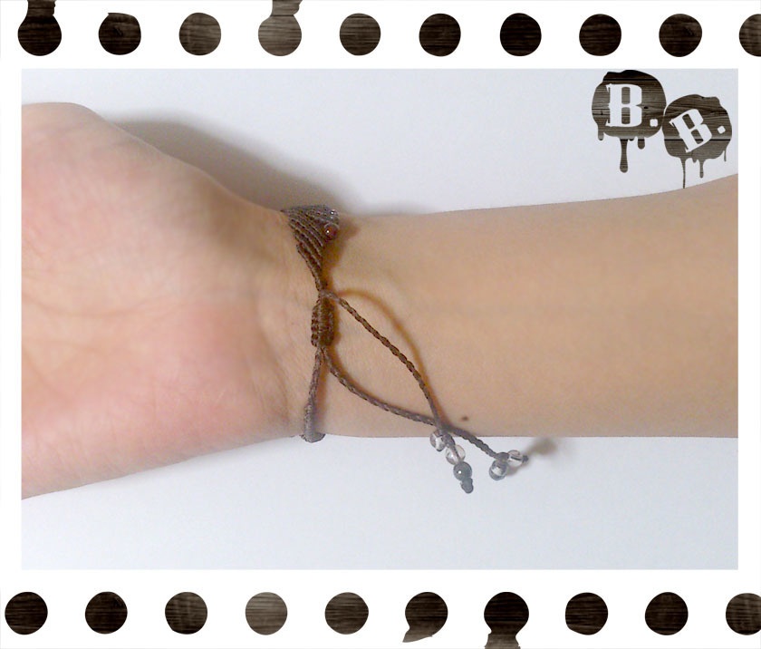 ウェーブウェブブレスレット【レッドタイガーアイ】【ブラウンコード】【ハンドメイドアクセサリー】