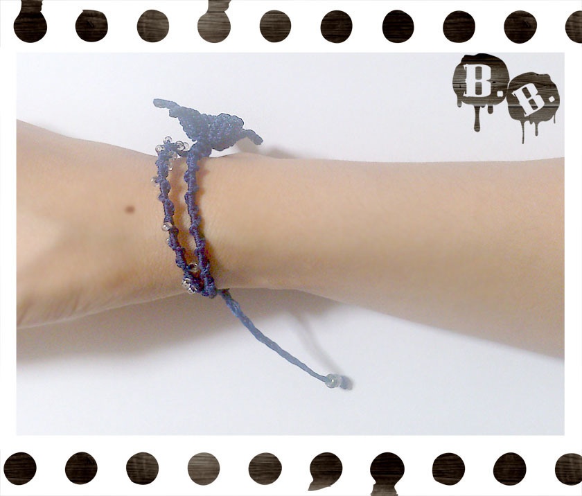 星花と朝露のブレスレット【ラブラドライト】【ロイヤルブルーコード】【ハンドメイドアクセサリー】