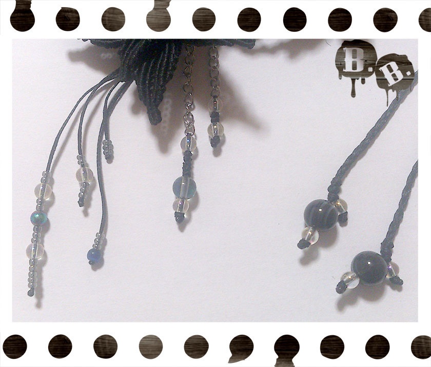 夜空と星花のネックレス【ブラックルナフラッシュ】【ブラックコード】【ハンドメイドアクセサリー】