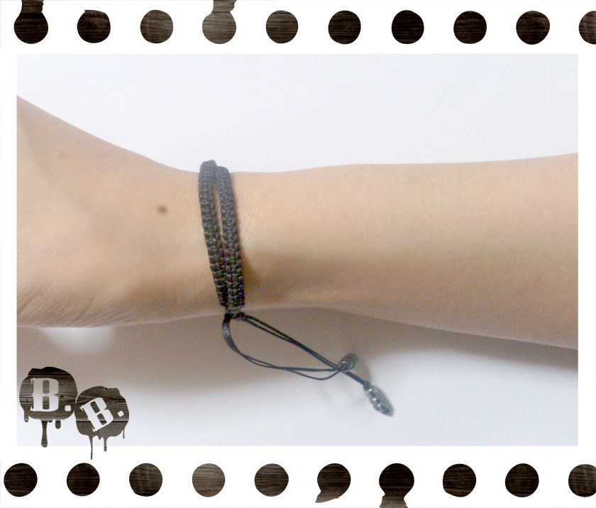 シンプル二連ブレスレット【ヘマタイト】【ブラック】【ハンドメイドアクセサリー】