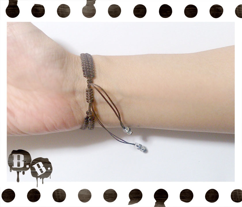 シンプル二連ブレスレット【ミックスジェイドブルー】【ブラウン】【ハンドメイドアクセサリー】