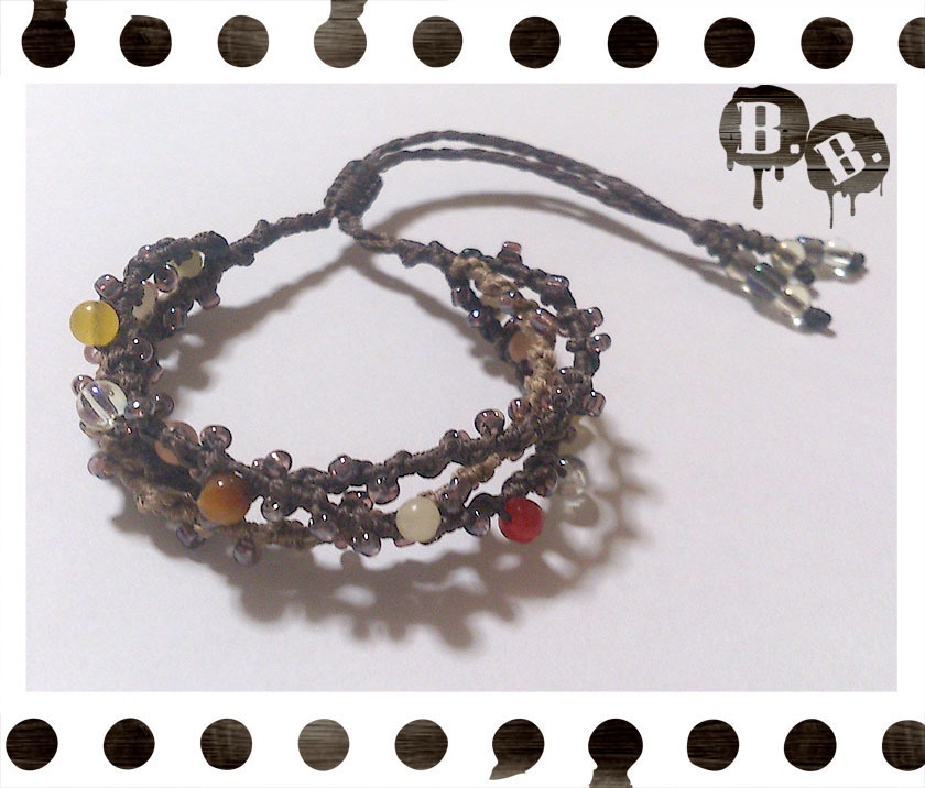 紅葉のブレスレット【マルチストーン】【ブラウンxライトブラウン】【ハンドメイドアクセサリー】