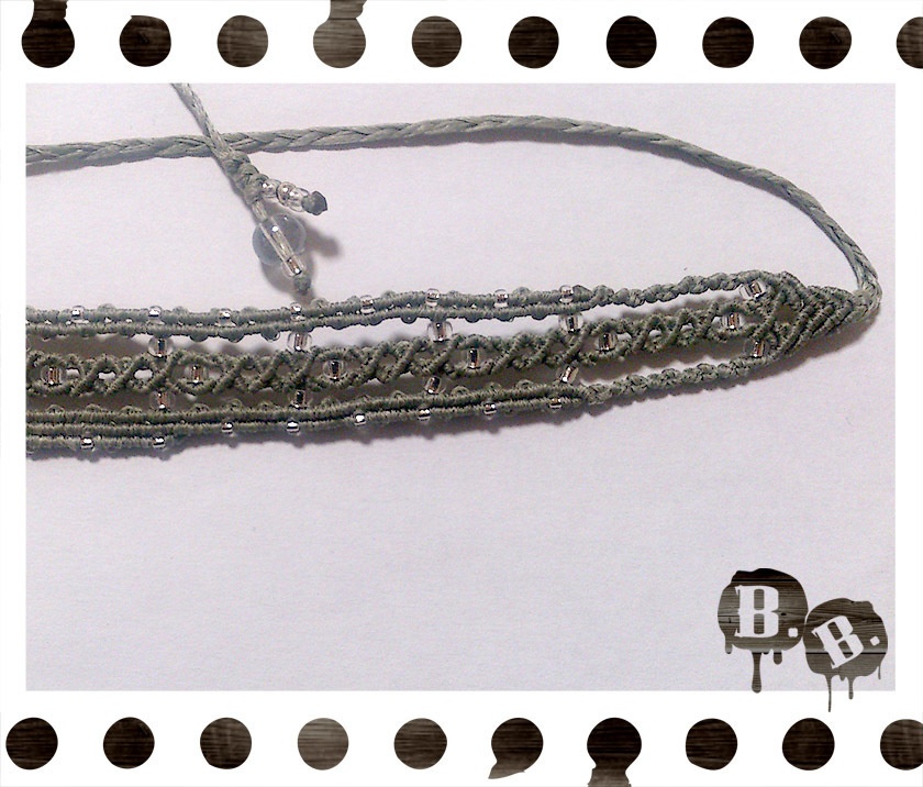 ワイドクロスチョーカー【アクアマリン】【シルバーグレーコード】【ハンドメイドアクセサリー】