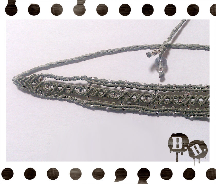 ワイドクロスチョーカー【アクアマリン】【シルバーグレーコード】【ハンドメイドアクセサリー】