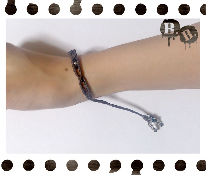 ナローデザインブレスレット【ミックスジェイドブルー】【ダークブラウンコード】【ハンドメイドアクセサリー】