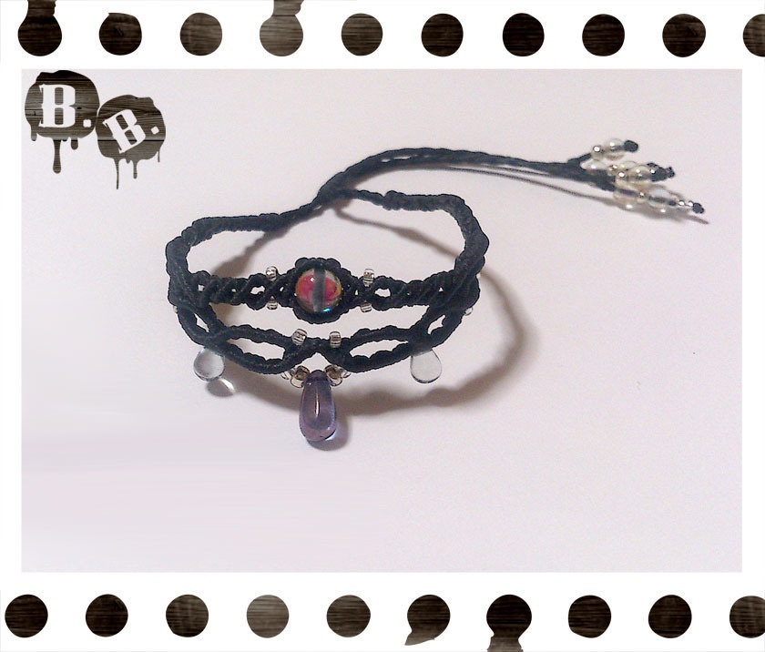 クラウンブレス【ブラックルナフラッシュ】【ブラック】【ハンドメイドアクセサリー】