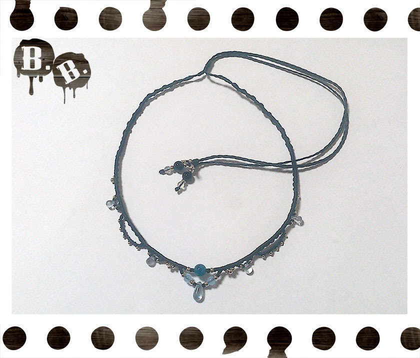 ブループリンセスネックレス/2連【アパタイト】【ブラック】【ハンドメイドアクセサリー】