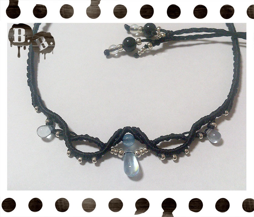 ブループリンセスネックレス/2連【アパタイト】【ブラック】【ハンドメイドアクセサリー】