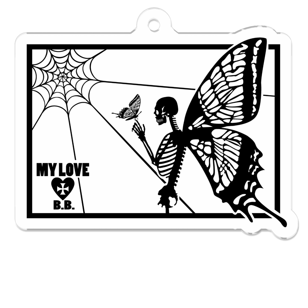 アクリルキーホルダー／バタフライスカル・マイラブ