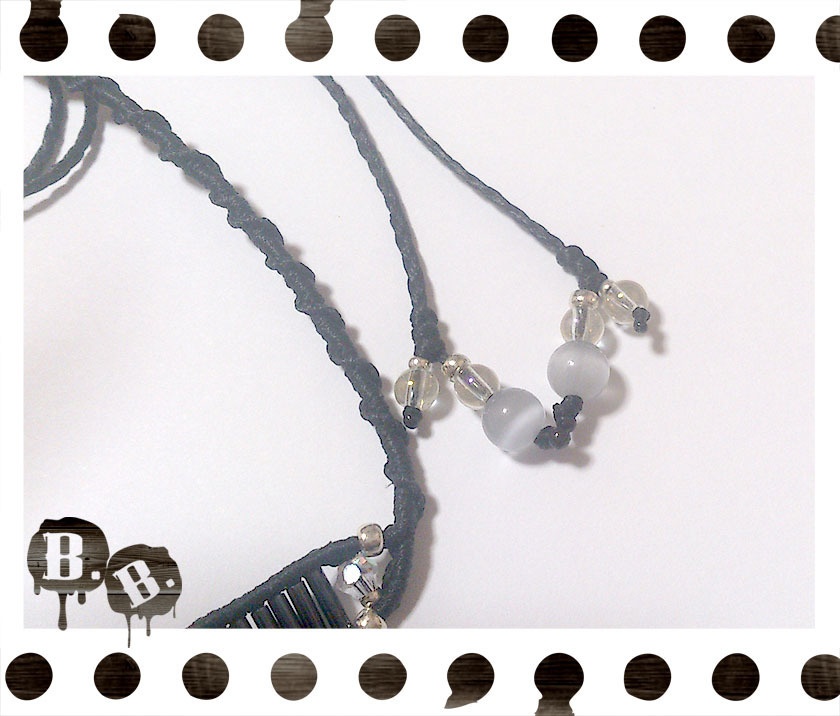 モノトーンネックレス【ムーンストーン】【ブラック】【ハンドメイドアクセサリー】