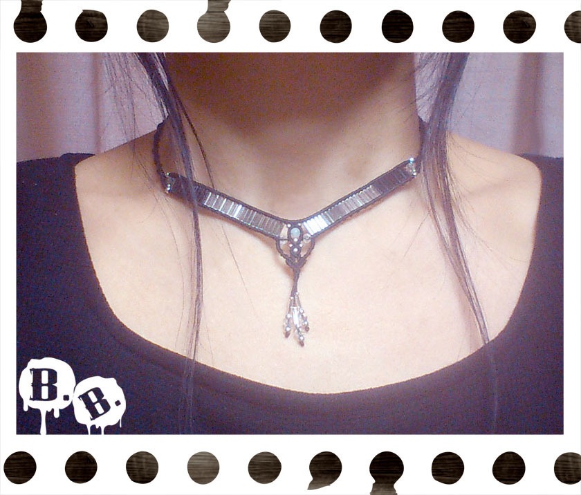 モノトーンネックレス【ムーンストーン】【ブラック】【ハンドメイドアクセサリー】