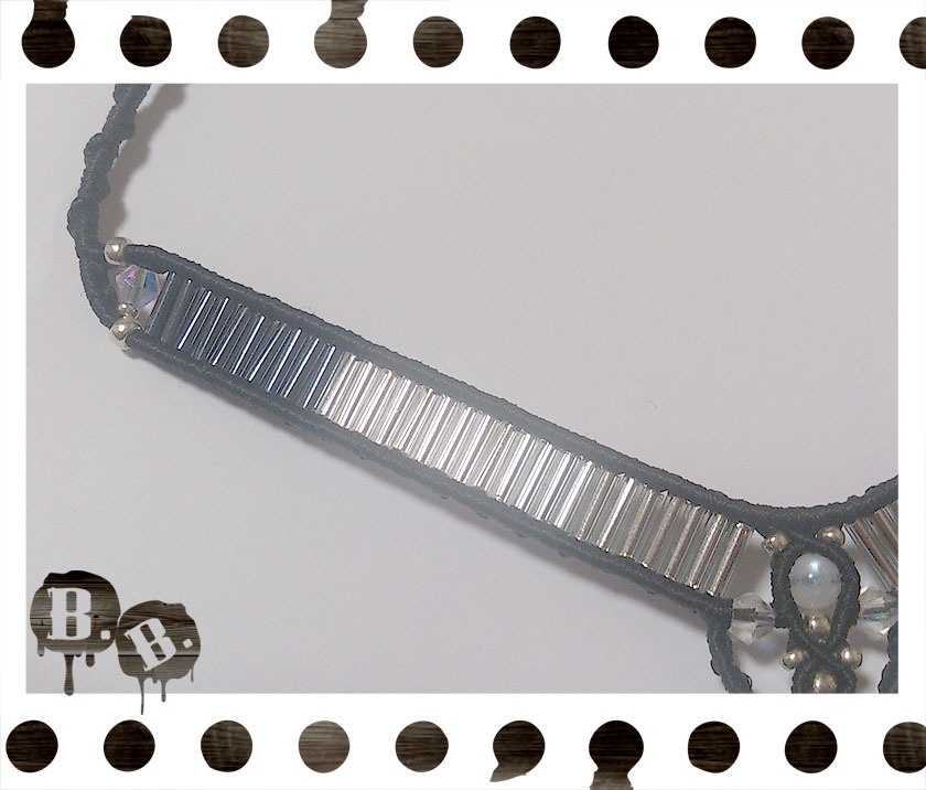 モノトーンネックレス【ムーンストーン】【ブラック】【ハンドメイドアクセサリー】