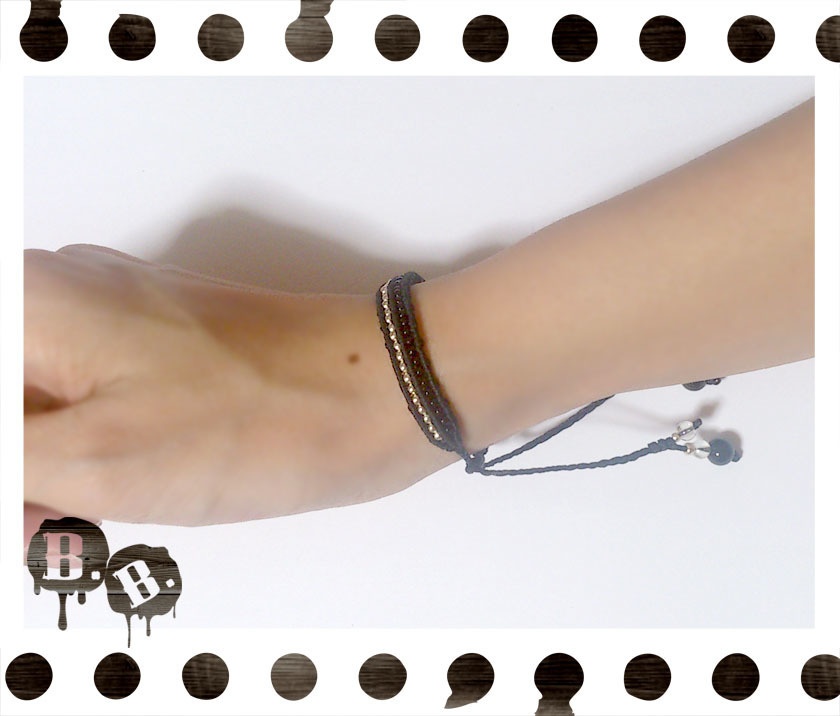 2ラインブレスレット【オニキス】【ブラックコード】【ハンドメイドアクセサリー】