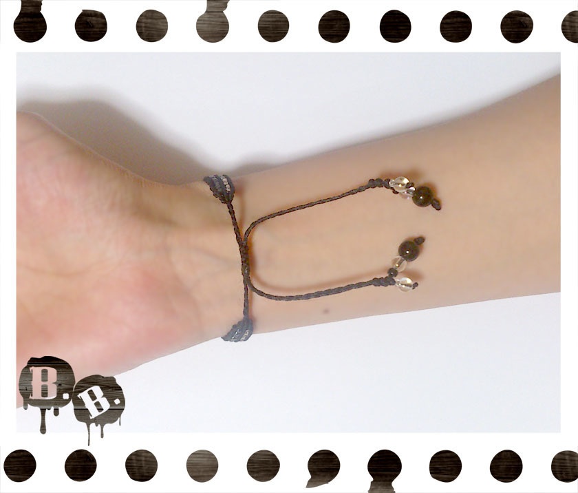 2ラインブレスレット【オニキス】【ブラックコード】【ハンドメイドアクセサリー】