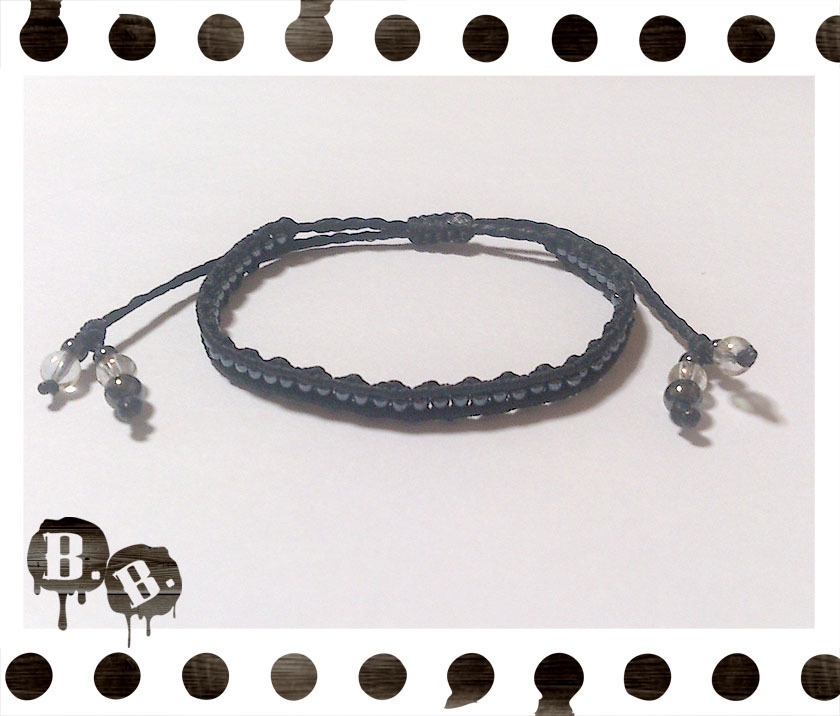 ラインブレスレット【オニキス】【ブラックコード】【ハンドメイドアクセサリー】