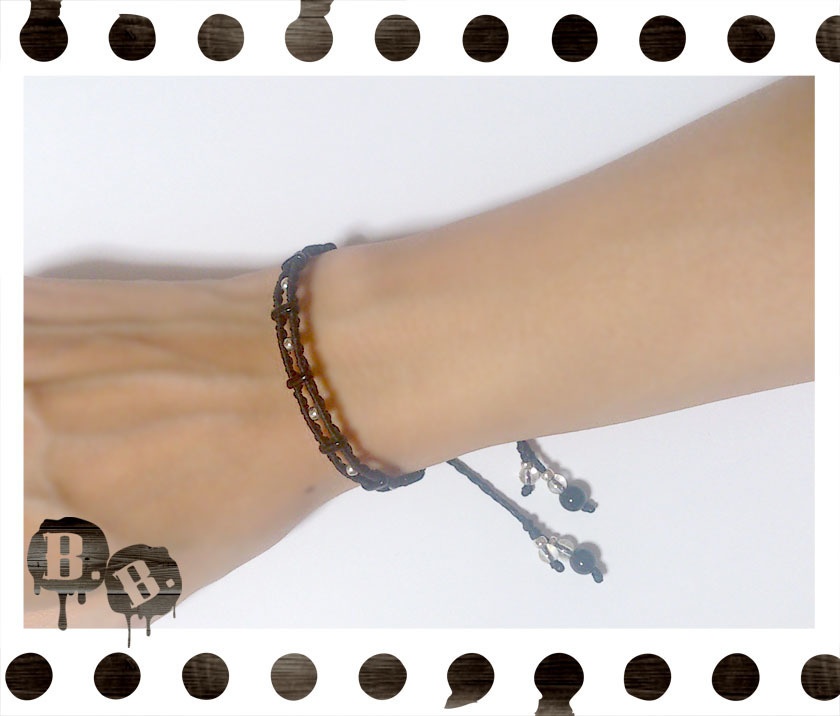 ラダーブレス【オニキス】【ブラックコード】【ハンドメイドアクセサリー】