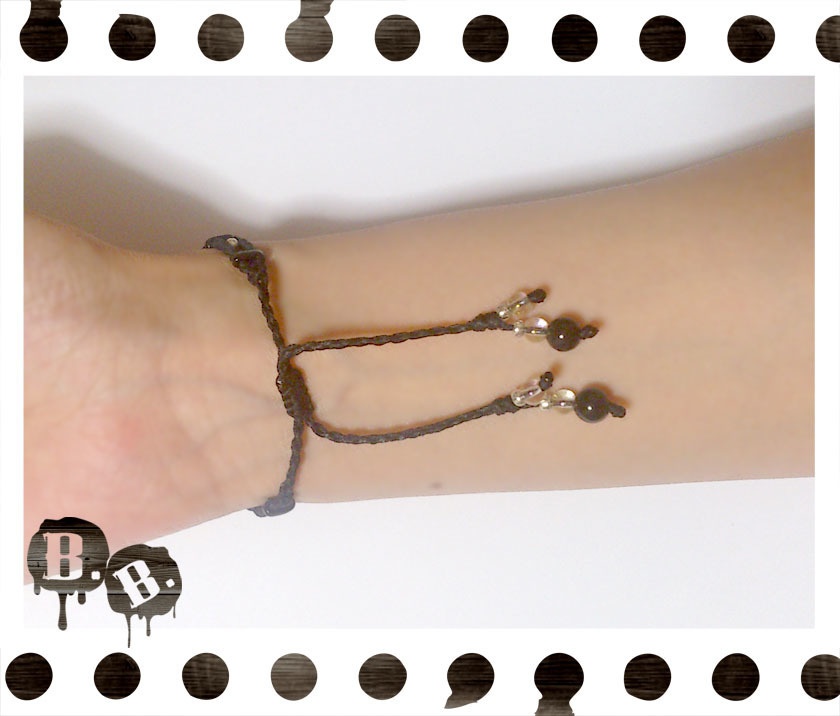 ラダーブレス【オニキス】【ブラックコード】【ハンドメイドアクセサリー】