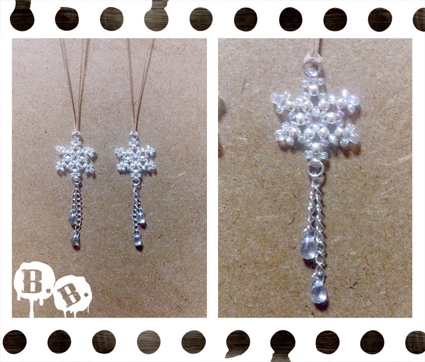 スノードロップピアス/ノンホールピアスセット【ガラスビーズ】【ハンドメイドアクセサリー】