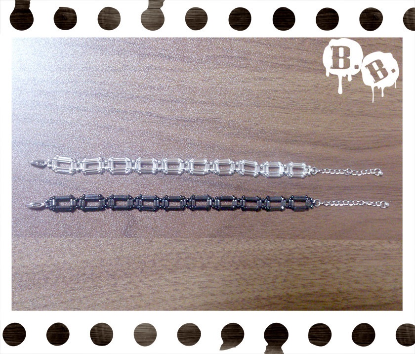 ビーズチェーンブレスレット【ガラスビーズ】【サージカルステンレス】【ハンドメイドアクセサリー】