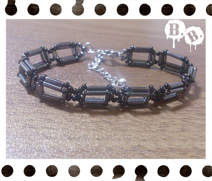 ビーズチェーンブレスレット【ガラスビーズ】【サージカルステンレス】【ハンドメイドアクセサリー】