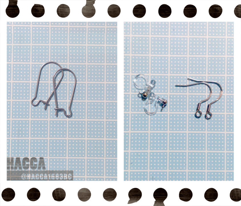 ドロップリーフピアス\ノンホールピアスセット【ガラスビーズ】【ハンドメイドアクセサリー】