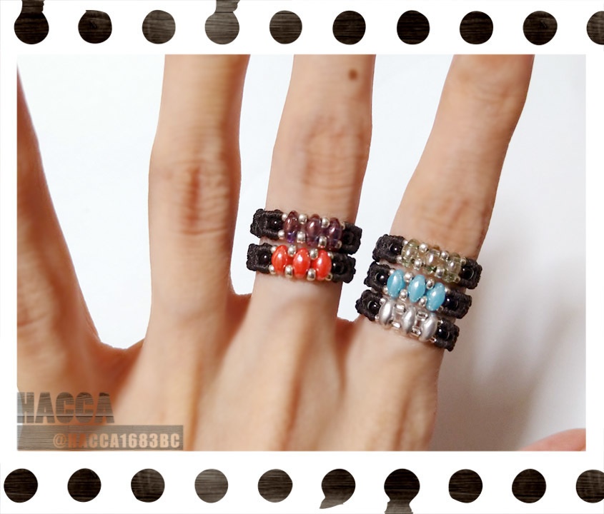 デザインリング【チェコビーズ】【ハンドメイドアクセサリー】