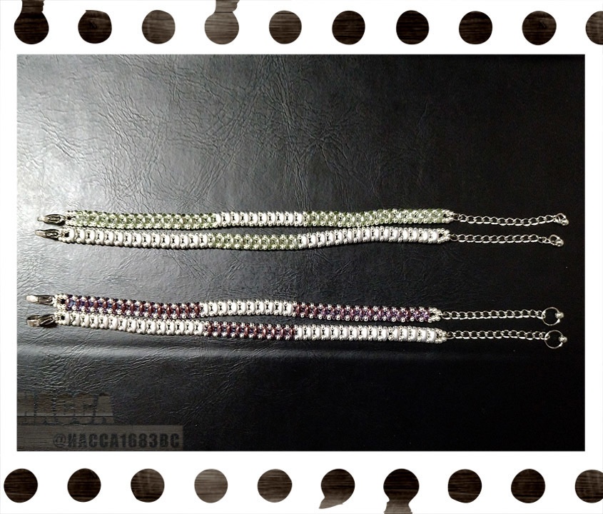 バイカラーツインブレスレット(二本セット)【チェコビーズ】【ハンドメイドアクセサリー】