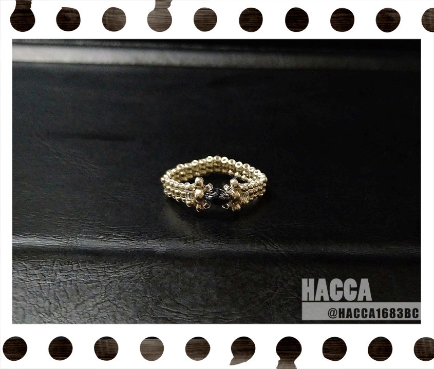 シルバーポイントビーズリング【チェコビーズ】【ハンドメイドアクセサリー】