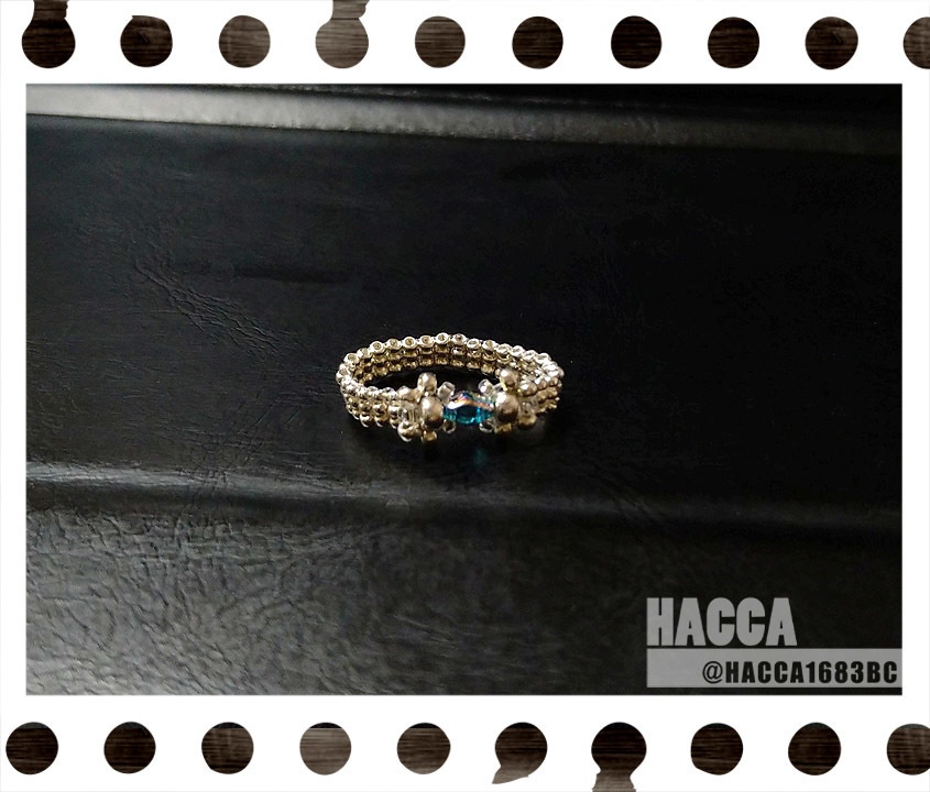 シルバーポイントビーズリング【チェコビーズ】【ハンドメイドアクセサリー】