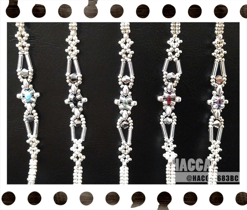 シルバーオベリスクビーズブレスレット【チェコビーズ】【ハンドメイドアクセサリー】