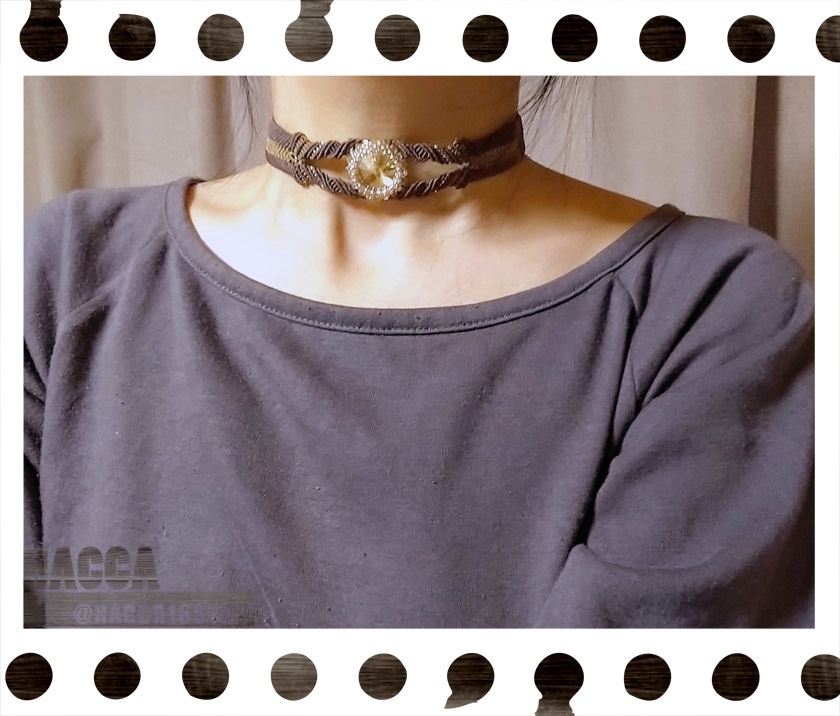 【2021バレンタインアクセサリー】アラザンハニーオペラチョーカー【サードオニキス】【ダークブラウンxブラウン】【ハンドメイドアクセサリー】