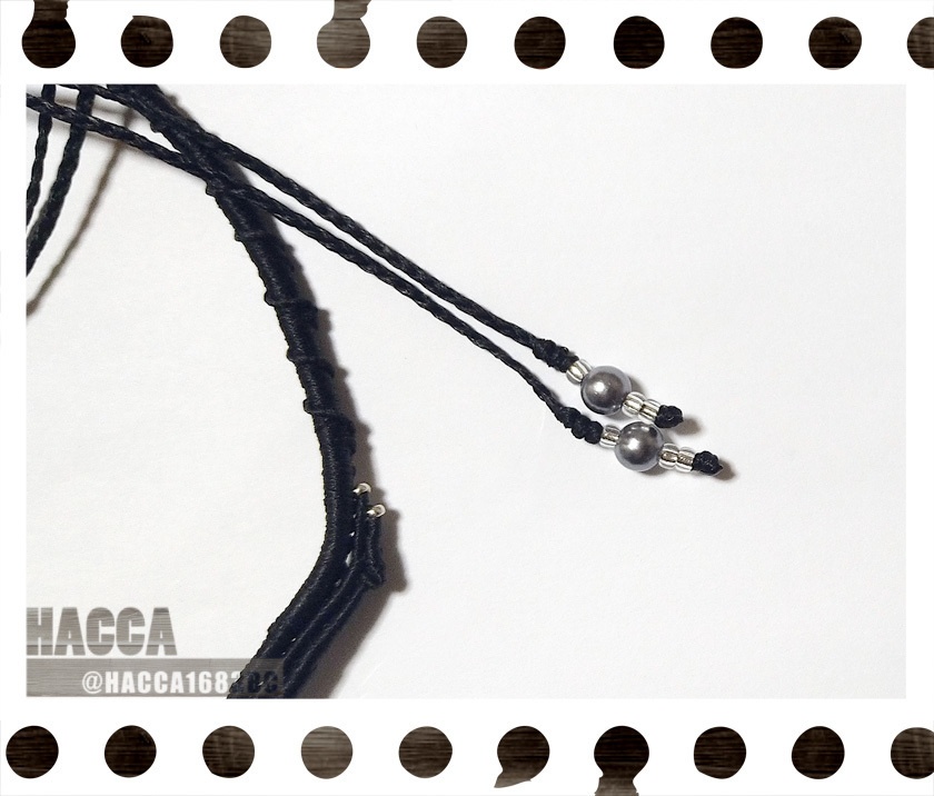 クィーンブルーネックレス【ブラックコード】【大粒ラインストーン】【ハンドメイドアクセサリー】