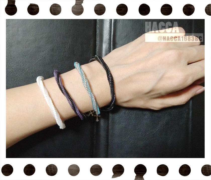 波のビーズブレスレット【ガラスビーズ】【ハンドメイドアクセサリー】