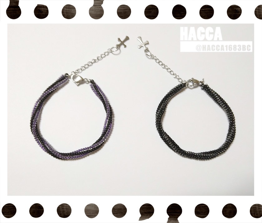 波のビーズブレスレット【ガラスビーズ】【ハンドメイドアクセサリー】