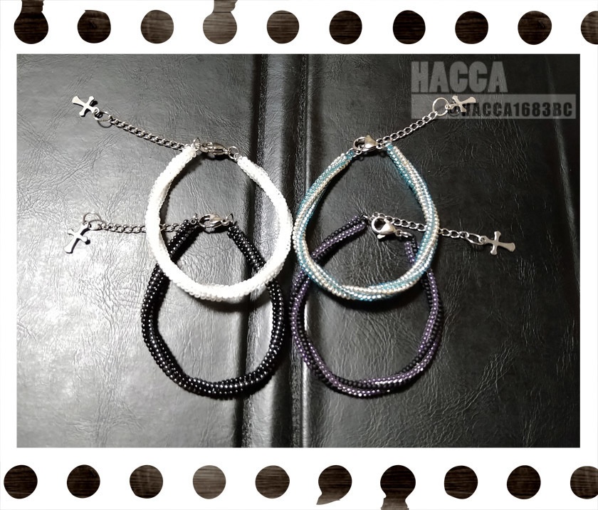 波のビーズブレスレット【ガラスビーズ】【ハンドメイドアクセサリー】