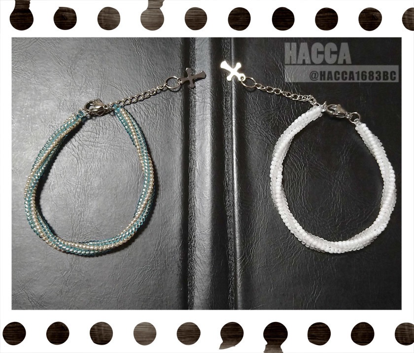 波のビーズブレスレット【ガラスビーズ】【ハンドメイドアクセサリー】