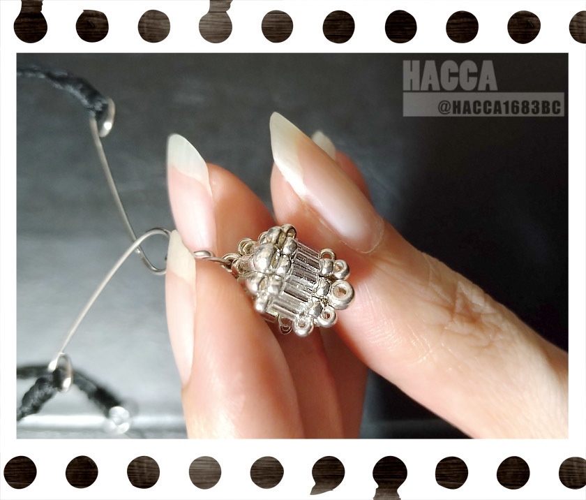 リバーシブルキューブネックレス【ブラックコード】【ラインストーン】【ハンドメイドアクセサリー】