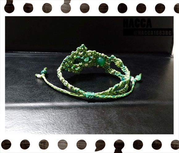 【2021版】蝶蜂のブレスレット【ワックスコード】【天然石】【ハンドメイドアクセサリー】