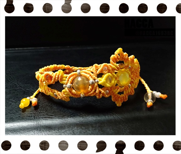 【2021版】蝶蜂のブレスレット【ワックスコード】【天然石】【ハンドメイドアクセサリー】