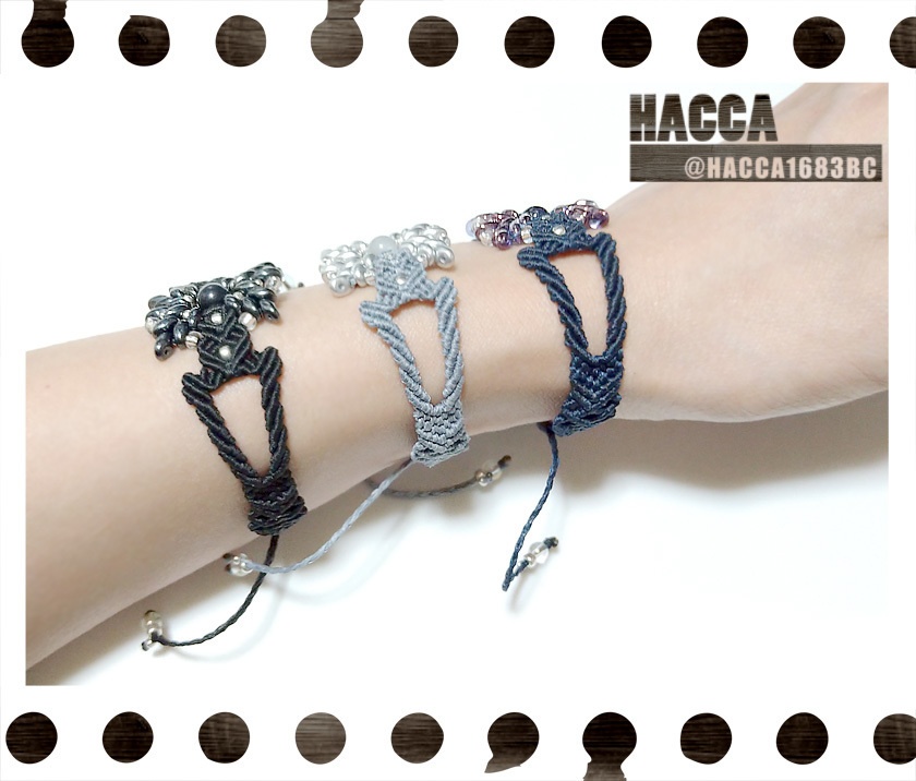 四芒星ベルトブレス【ワックスコード】【天然石】【ハンドメイドアクセサリー】