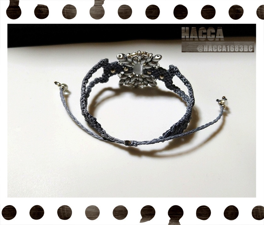 四芒星ベルトブレス【ワックスコード】【天然石】【ハンドメイドアクセサリー】